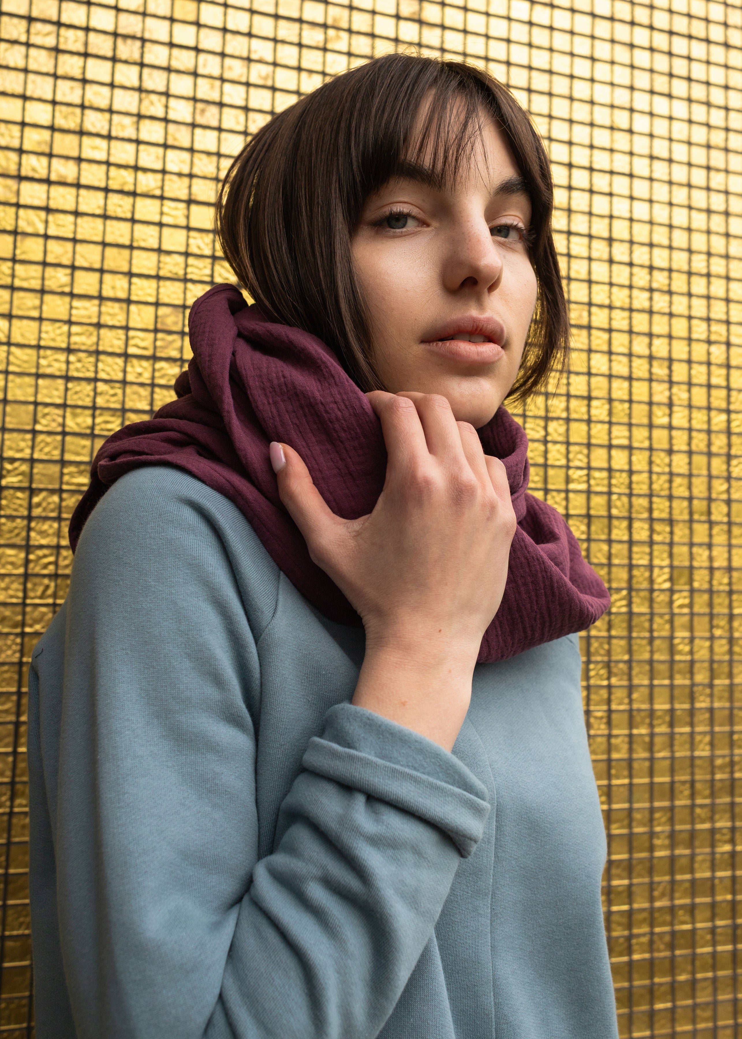 GAUZE SCARF BIG / PLUM