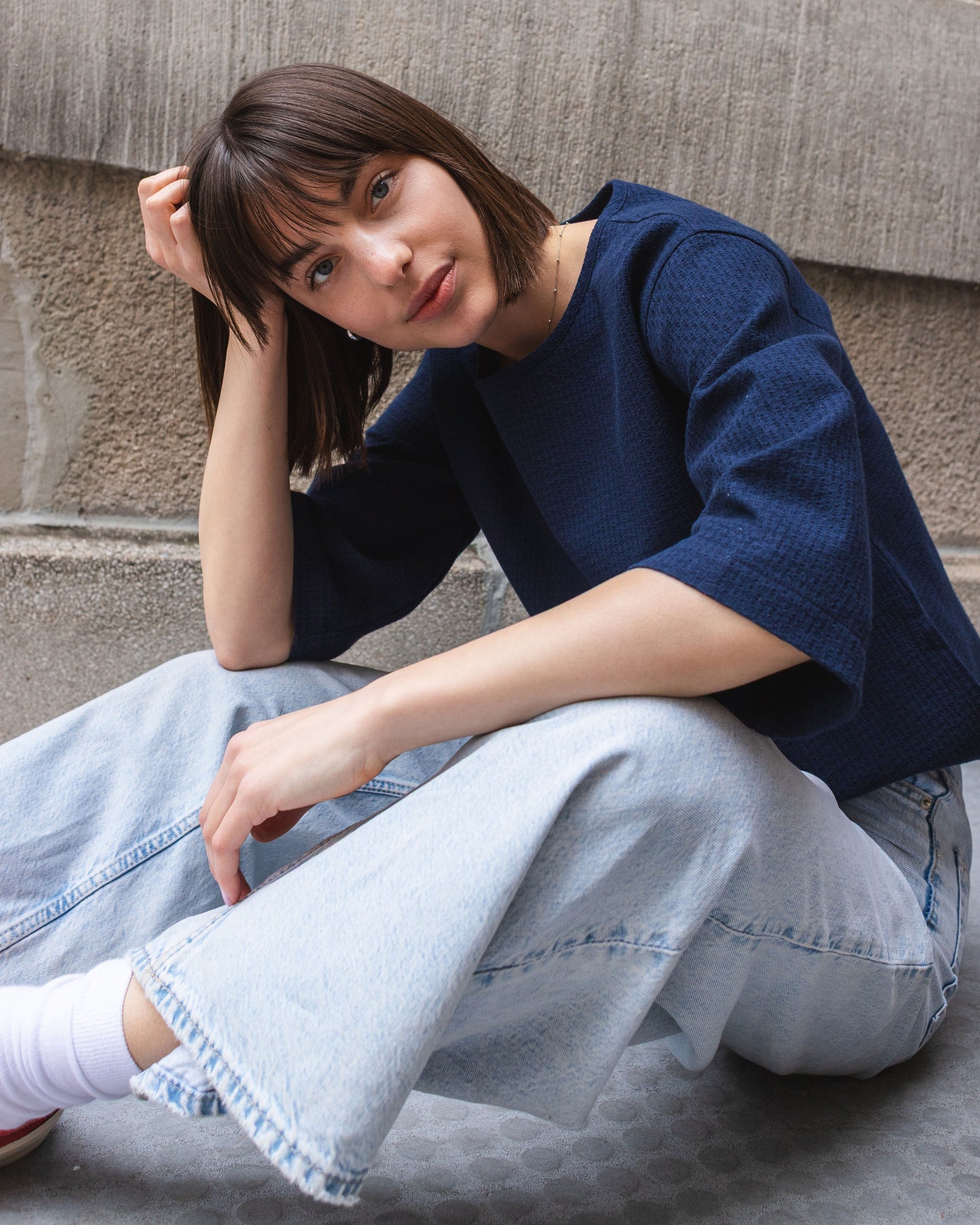 WAFFEL TOP / NAVY