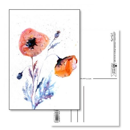 Pink poppy postcard