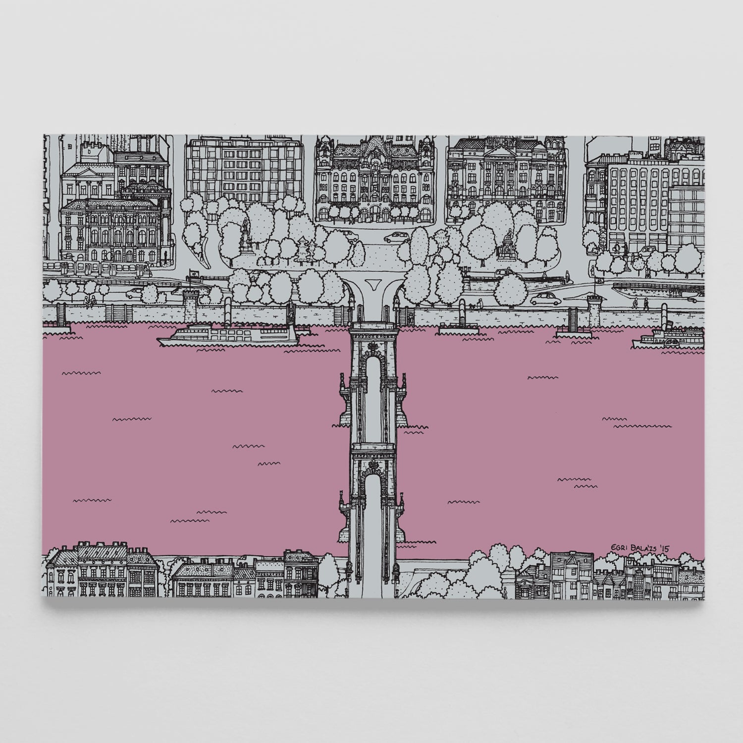 Pink Chain Bridge postcard/print