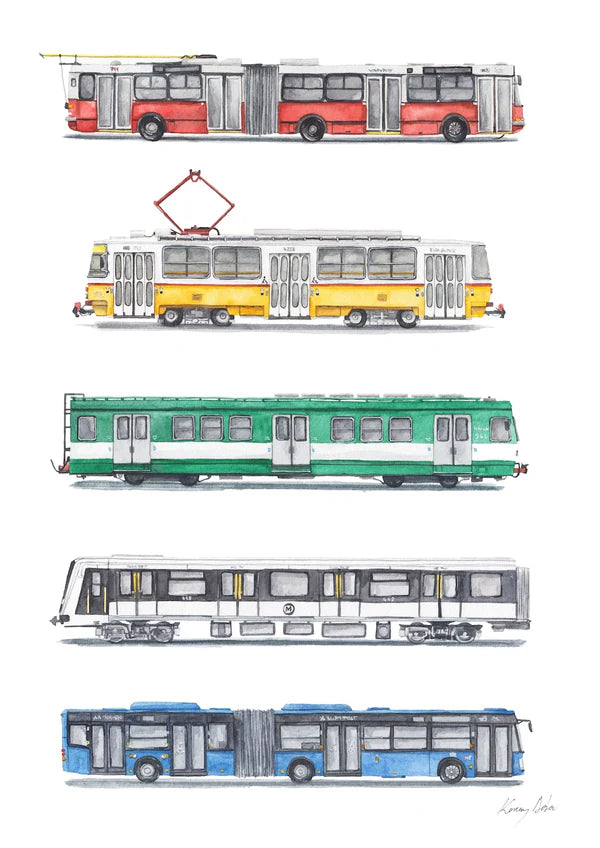 Budapest vehicles giclée print
