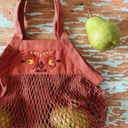 Hand embroidered mesh bag brick 