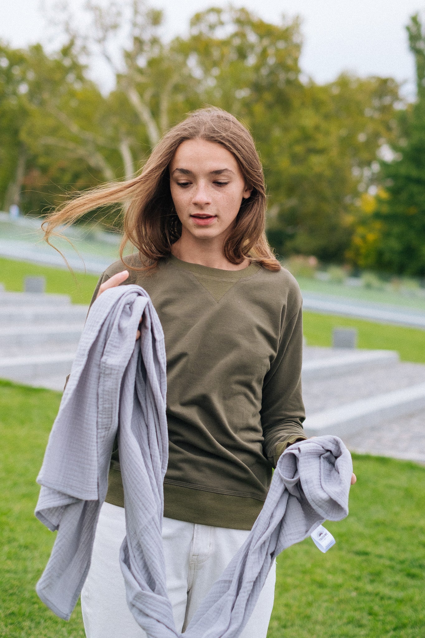 GAUZE SCARF BIG / GREY