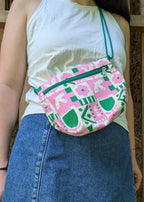 Válltáska - rózsaszín zöld patchwork