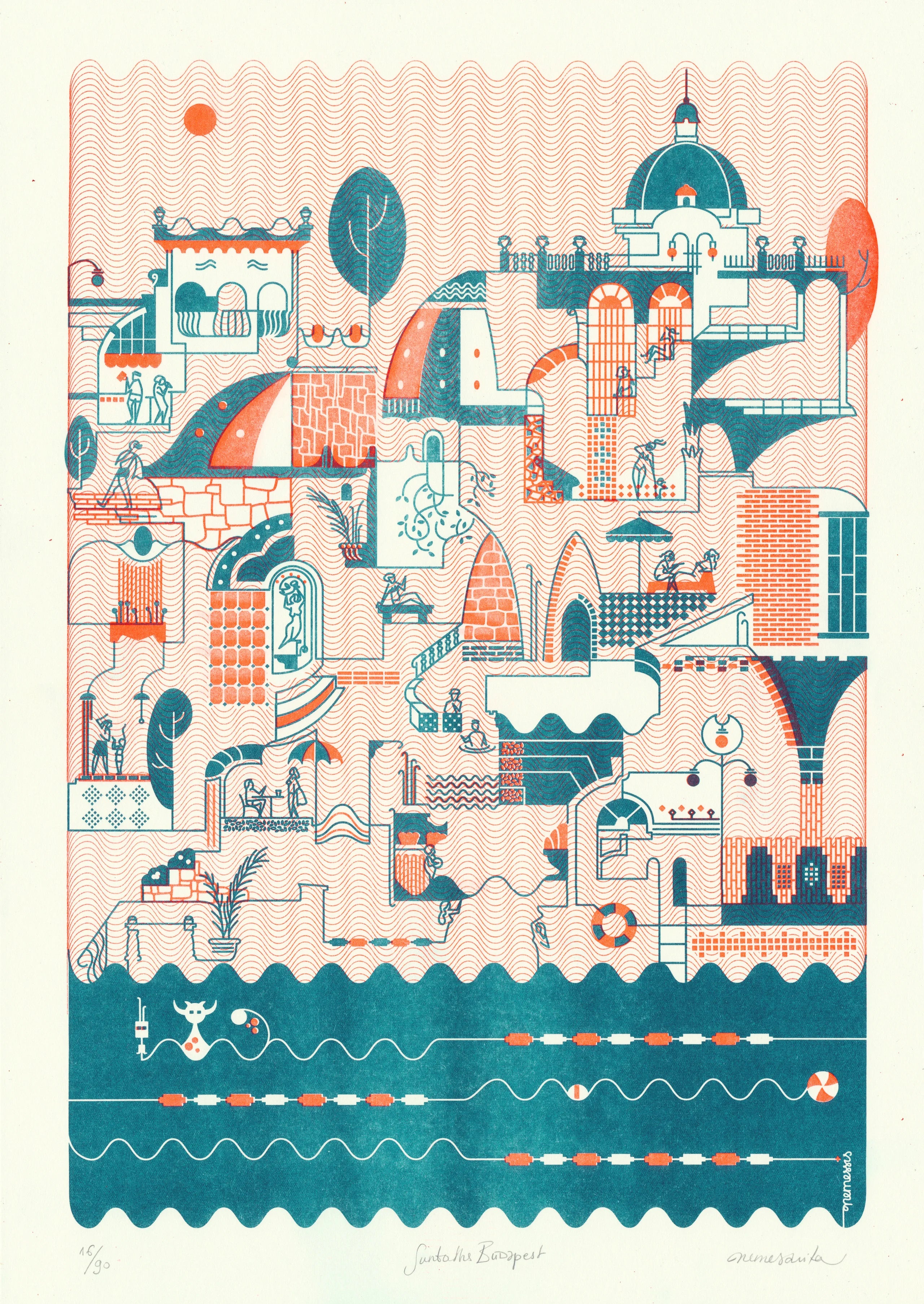Sunbathing riso print A3 