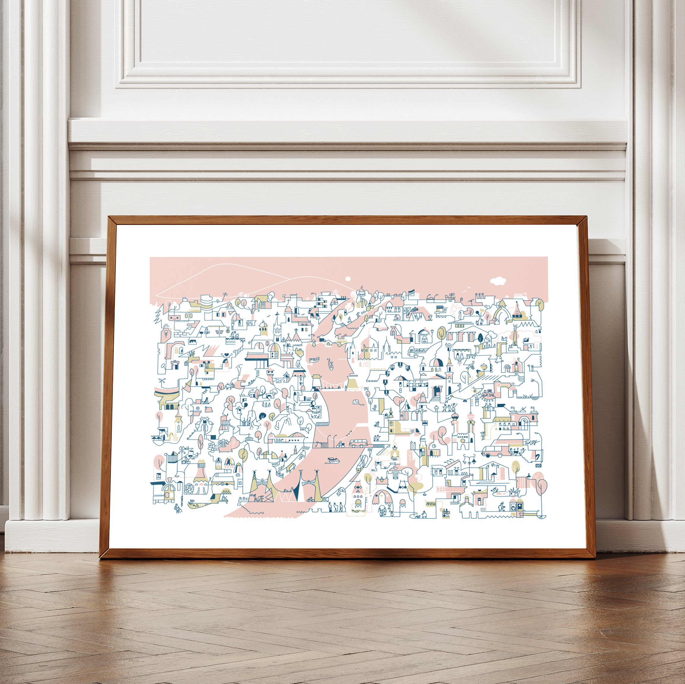 Room for rent pink with a view screen print B2 