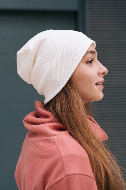 RIB BEANIE / ECRU