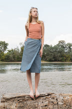 FLAP MIDI SKIRT / DENIM