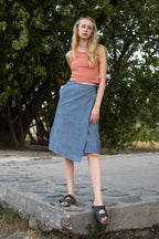 FLAP MIDI SKIRT / DENIM