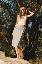 FLAP MIDI SKIRT / STRIPED