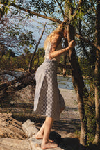 FLAP MIDI SKIRT / STRIPED