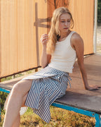 FLAP MIDI SKIRT / STRIPED