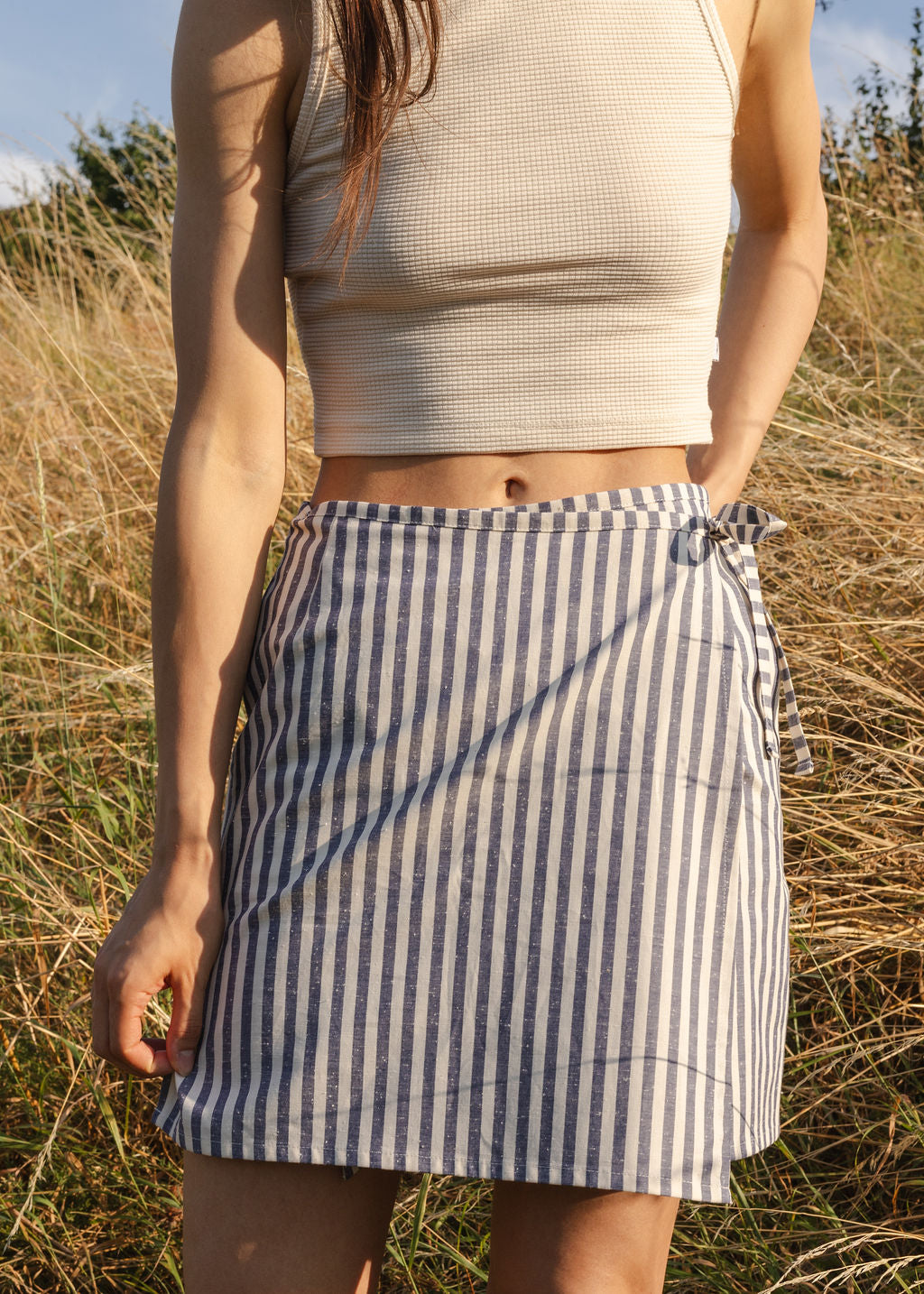 FLAP MINI SKIRT / STRIPED