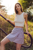 FLAP MINI SKIRT / STRIPED