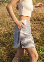 FLAP MINI SKIRT / STRIPED