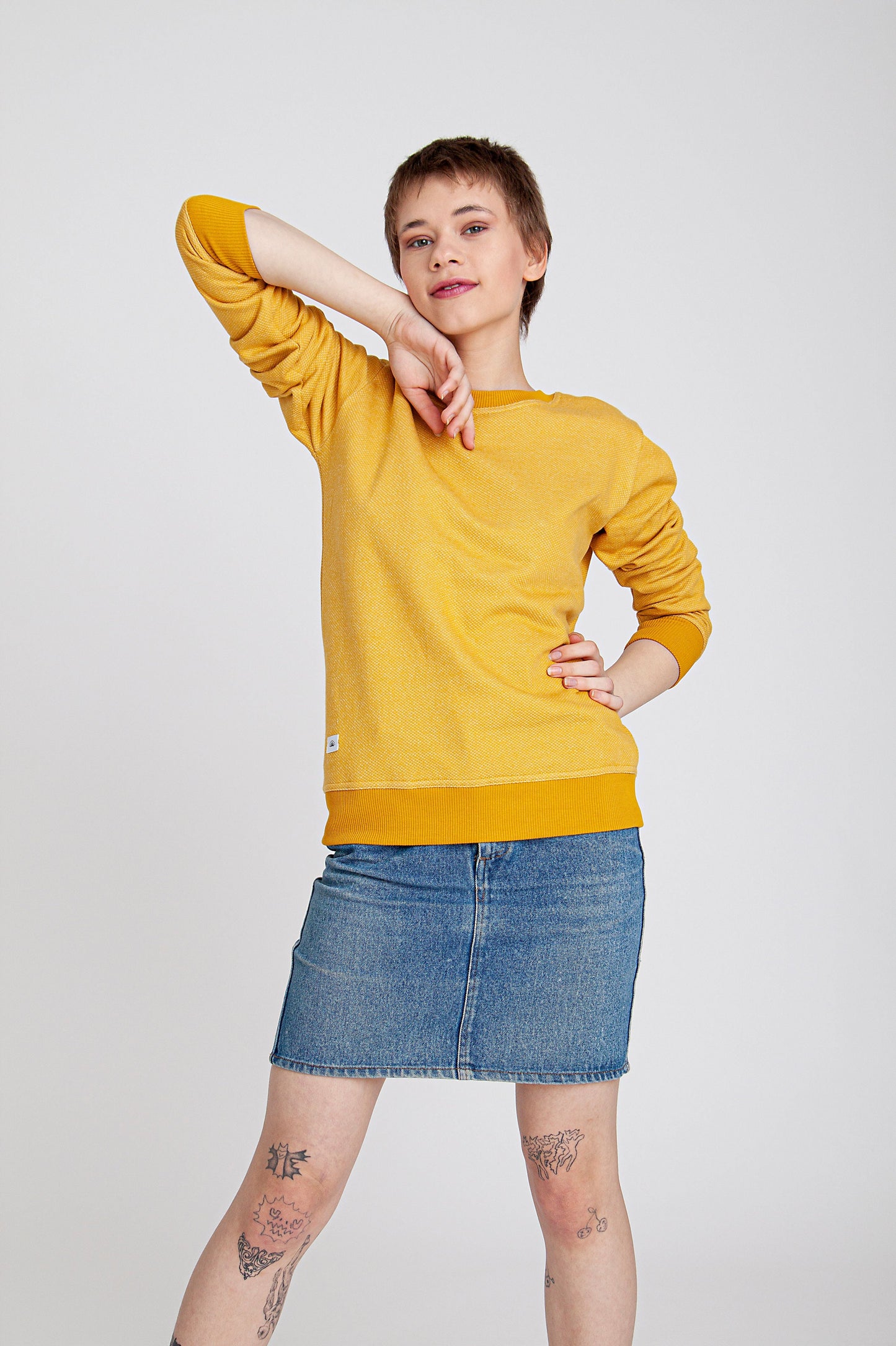 BICOLOR CREWNECK / MUSTARD