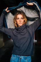 TWO-COLOURED FUNNELNECK / NAVY