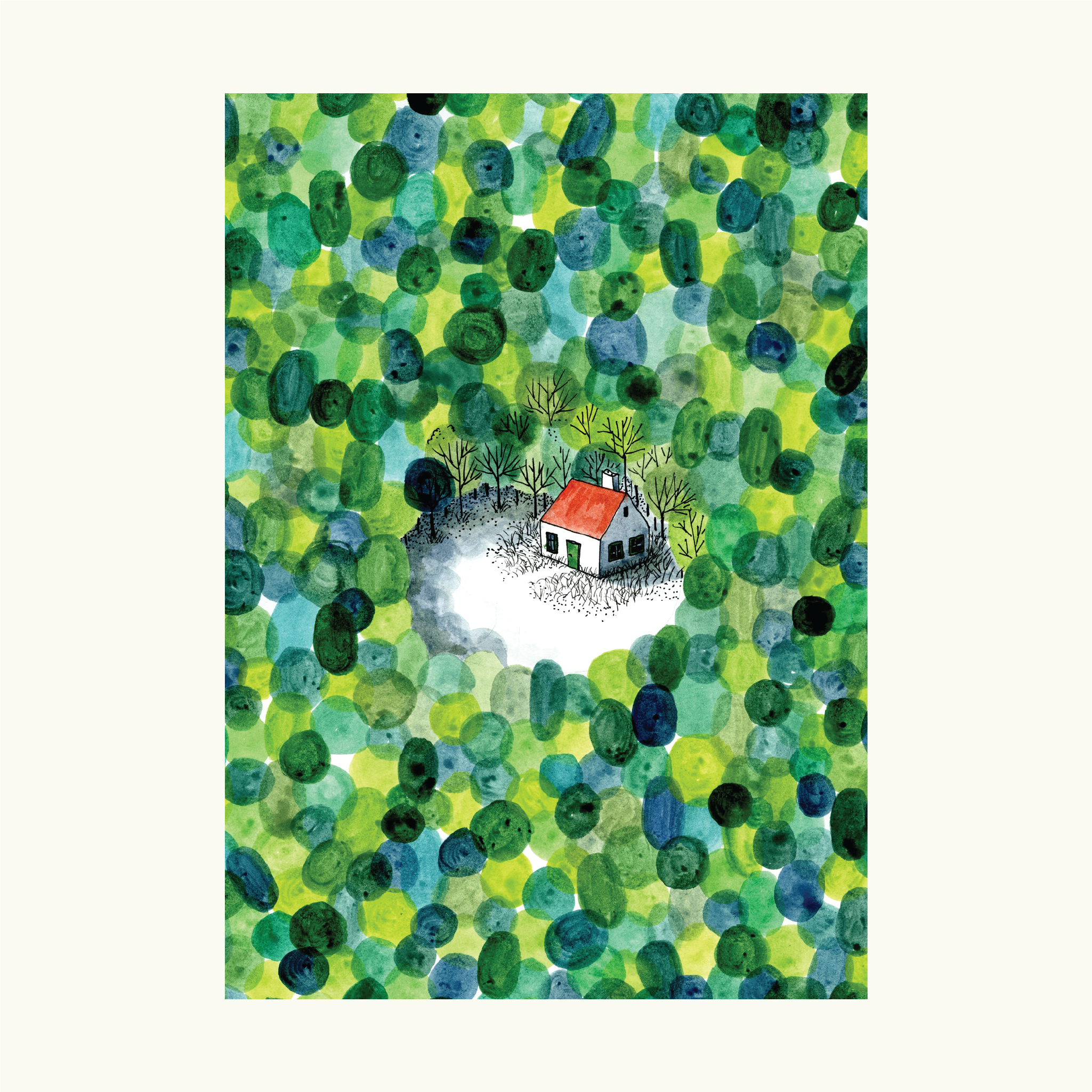 Green forest postcard