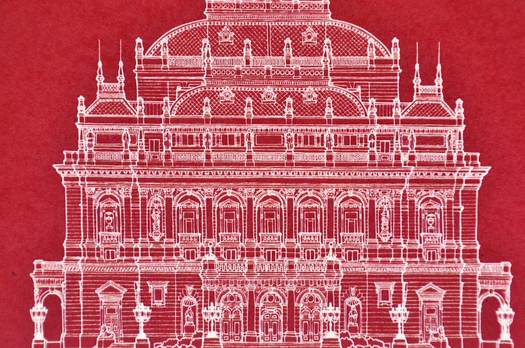 Opera képeslap bordó