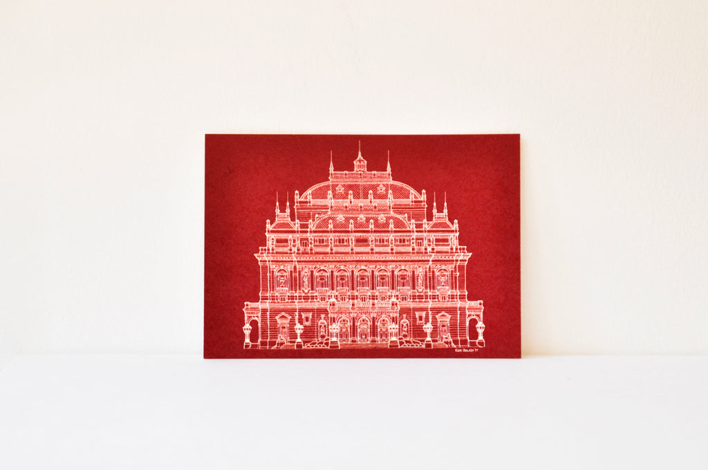 Opera képeslap bordó