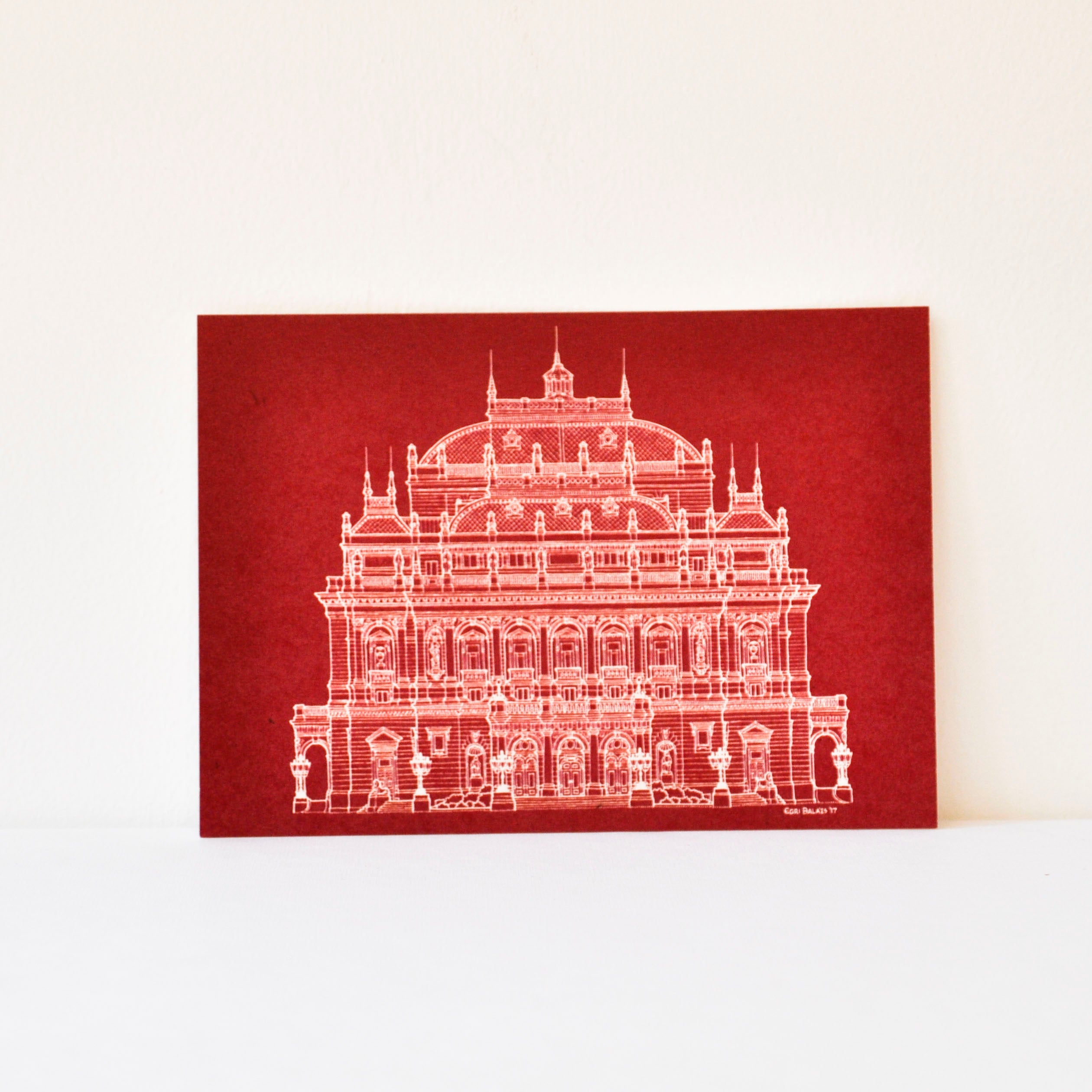 Opera képeslap bordó