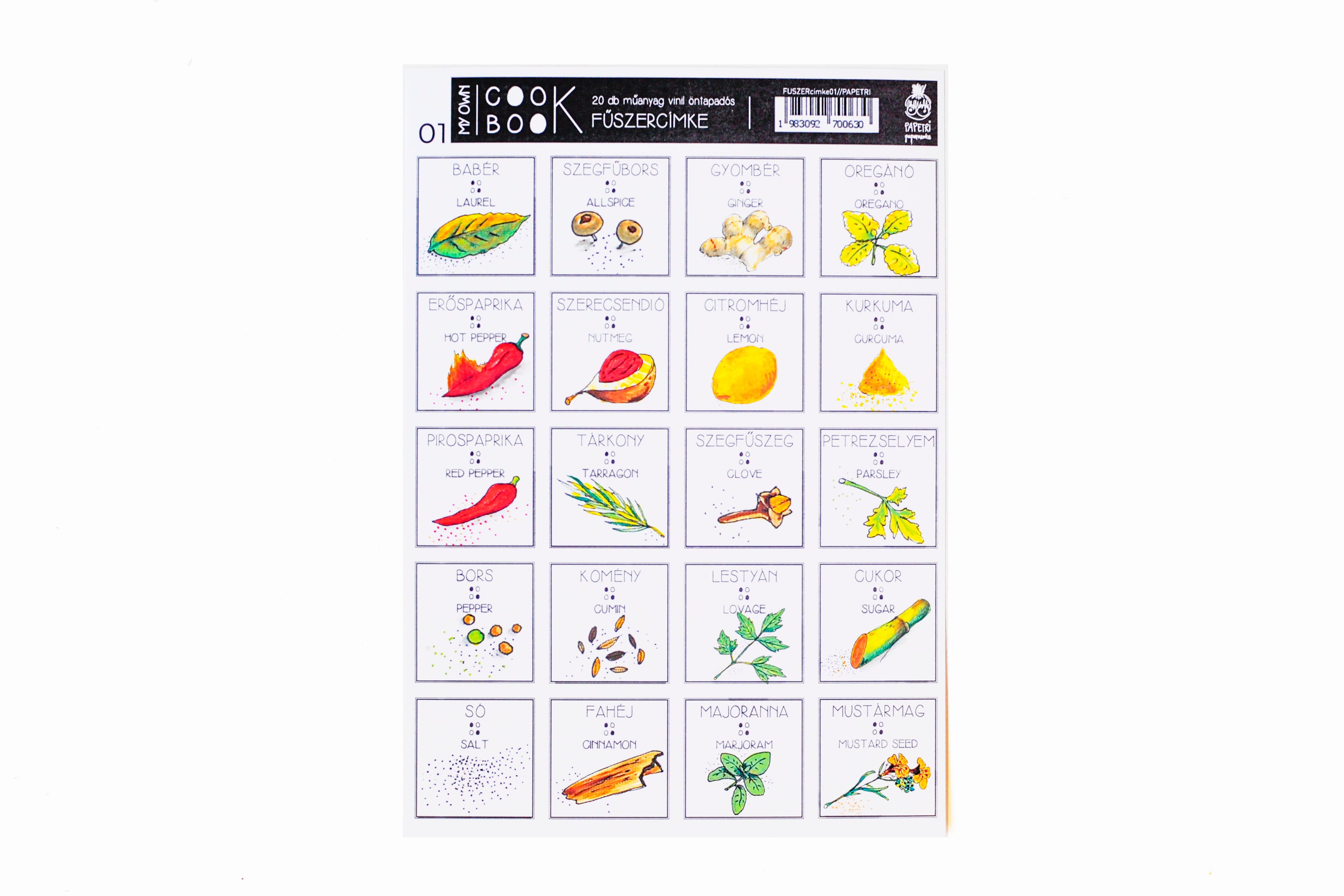 Washable spice label set - assorted