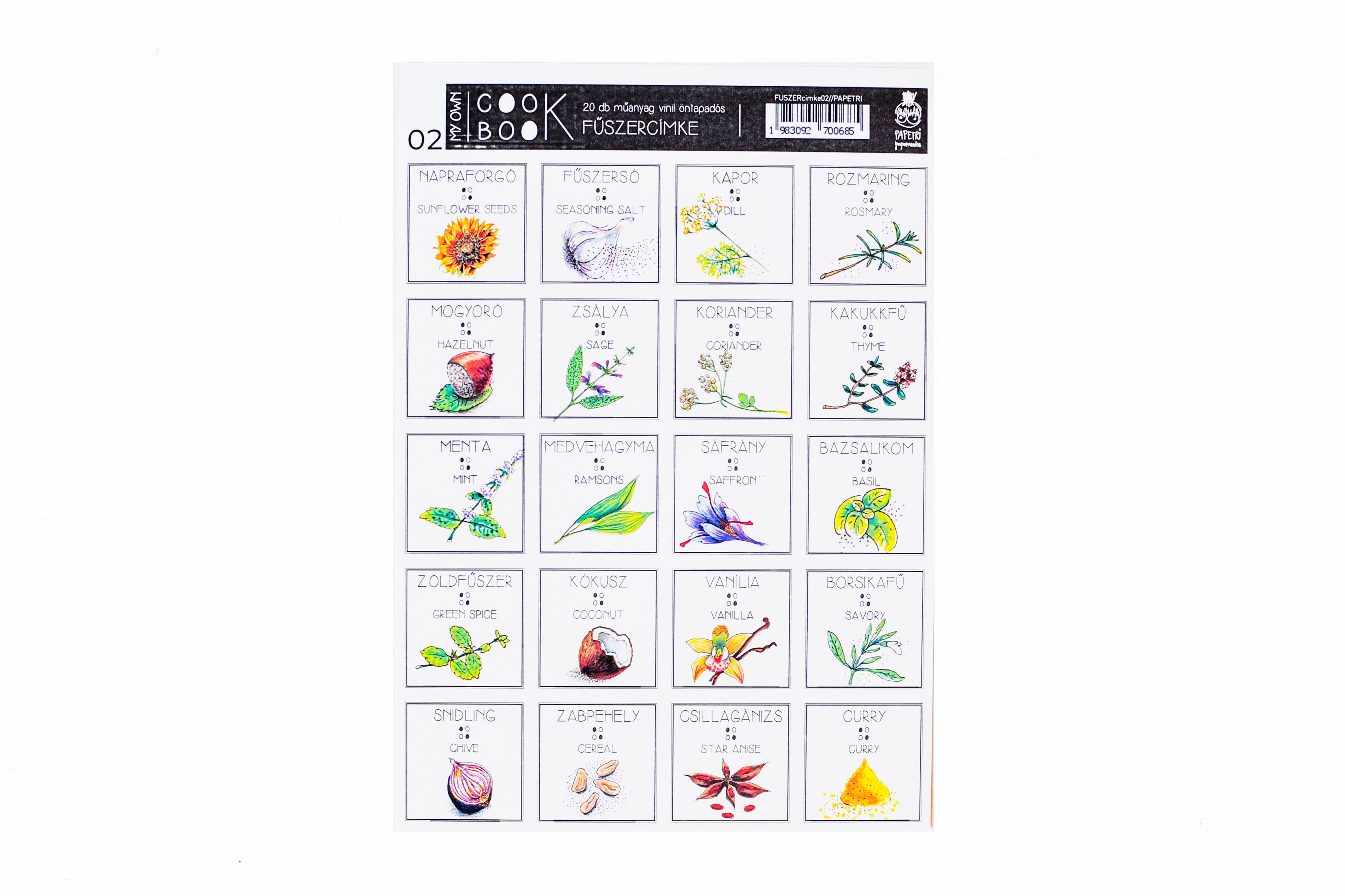 Washable spice label set - assorted