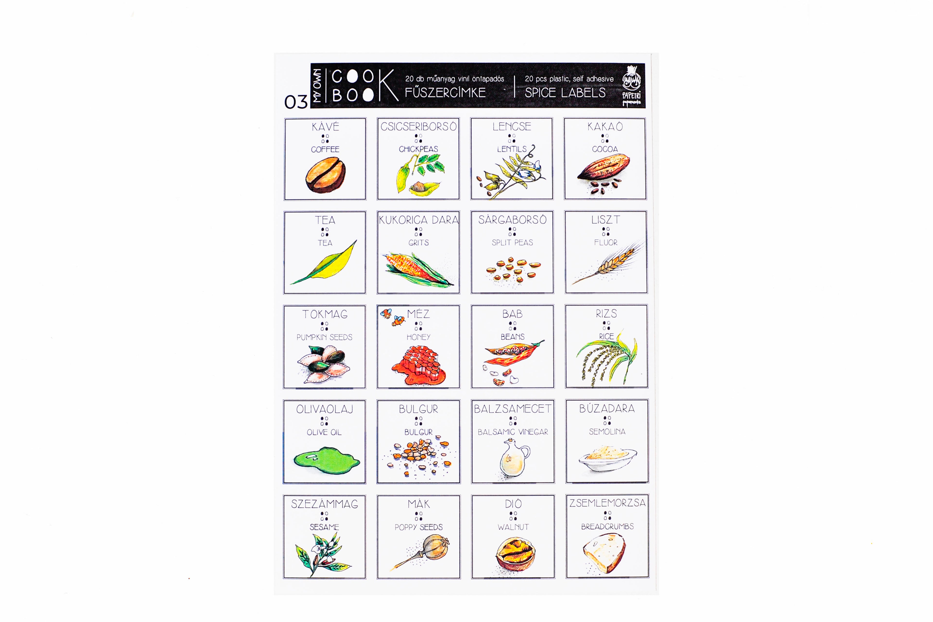 Washable spice label set - assorted